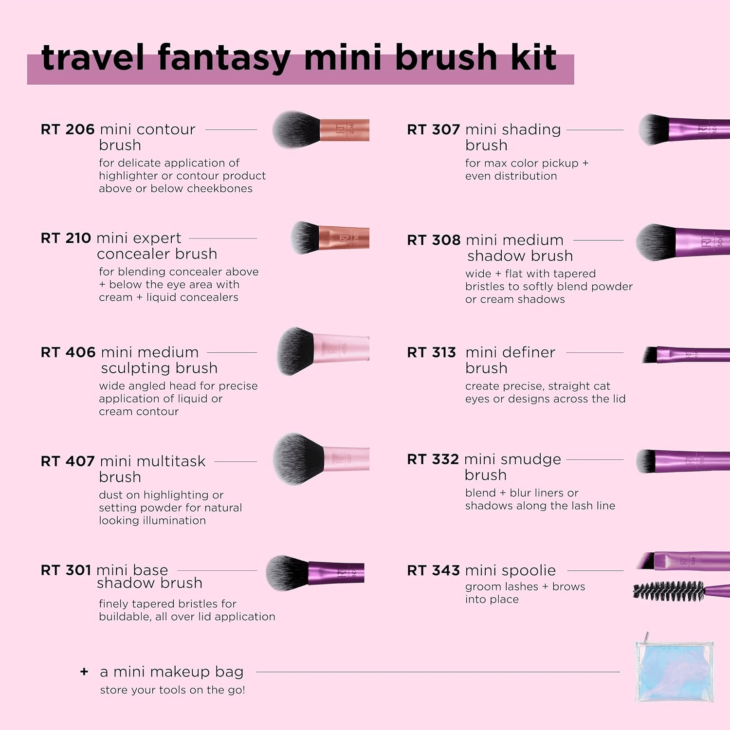 مجموعة فرش Real Techniques 10-IN-1 Travel Fantasy Mini - 04285