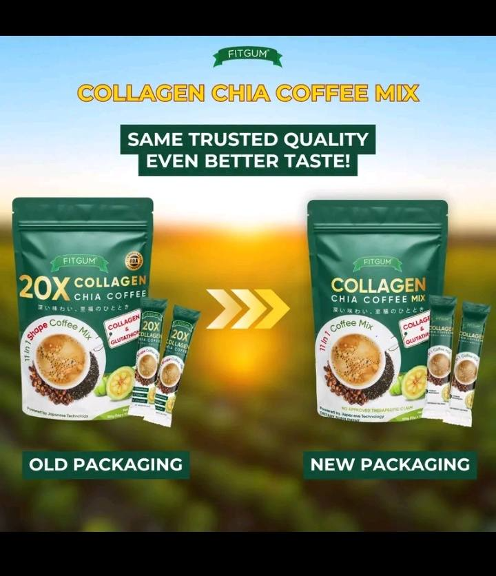 Fitgum Collagen Chia Coffee Mix - 12g x 10 Sachets