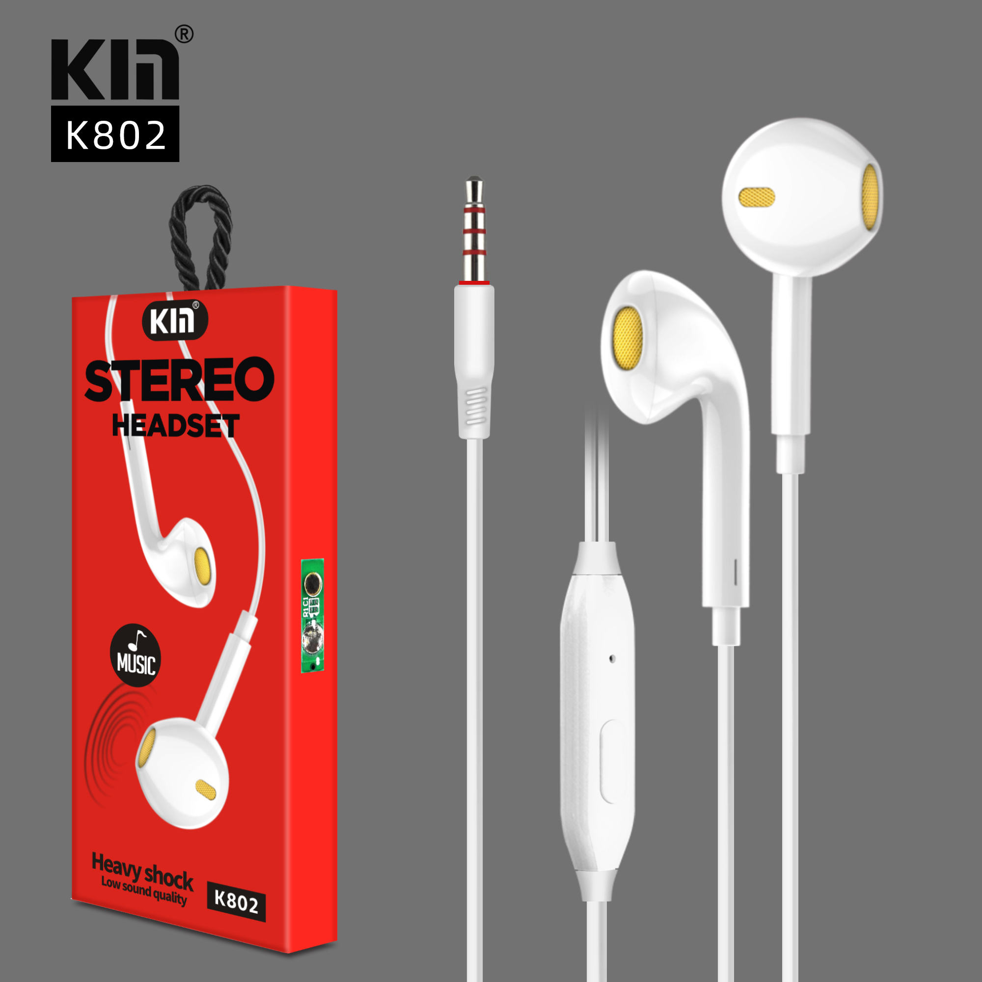 Kin Hight Sound Stereo Wired Headpset (Assorted Color) - K802