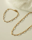 Paperclip Necklace Chain With Bracelet Jewel Set - FJ4211