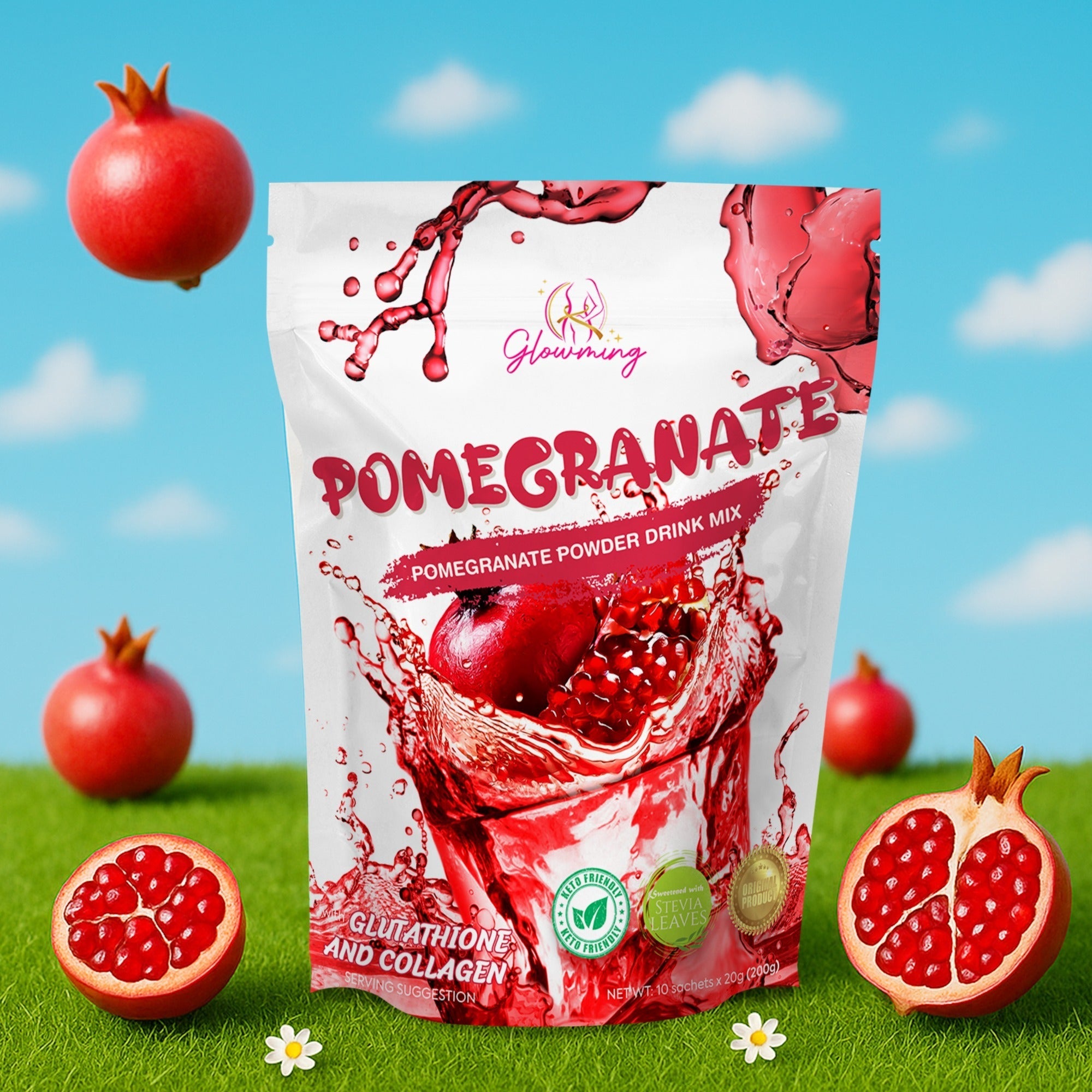 Glowming Pomegranate Powder Drink Mix - 10 Sachets x 20g