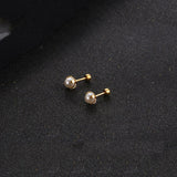 Golden Stainless Steel Pearl Stud Earrings - 116