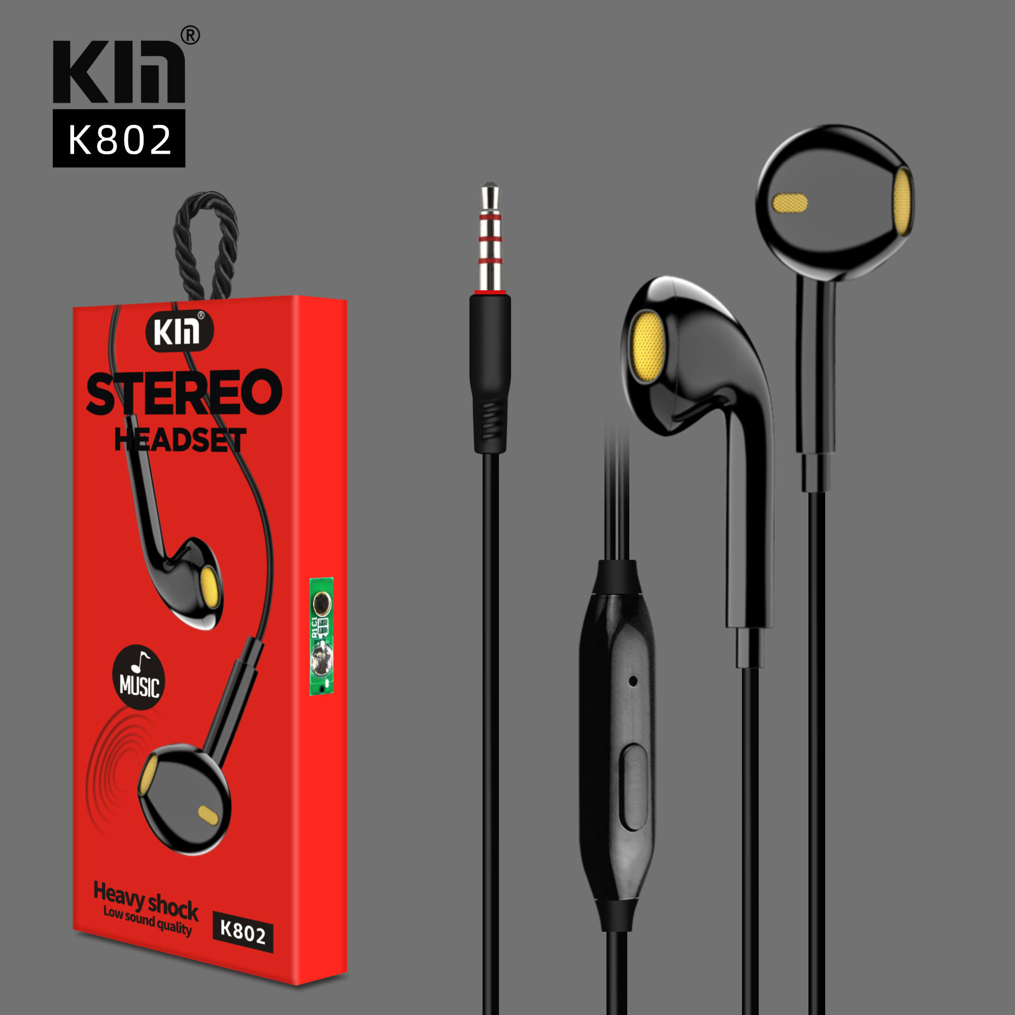 Kin Hight Sound Stereo Wired Headpset (Assorted Color) - K802