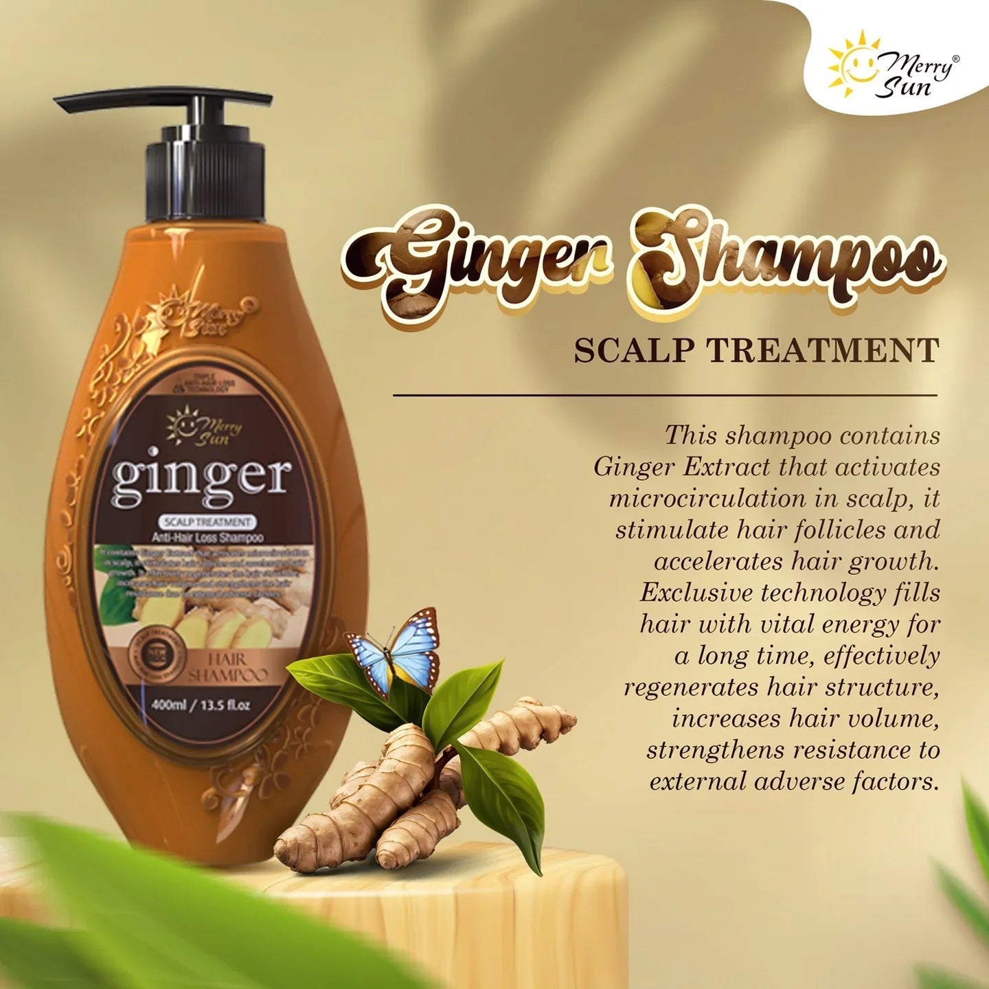 MerrySun Anti-hair Loss Ginger Shampoo - 400ml