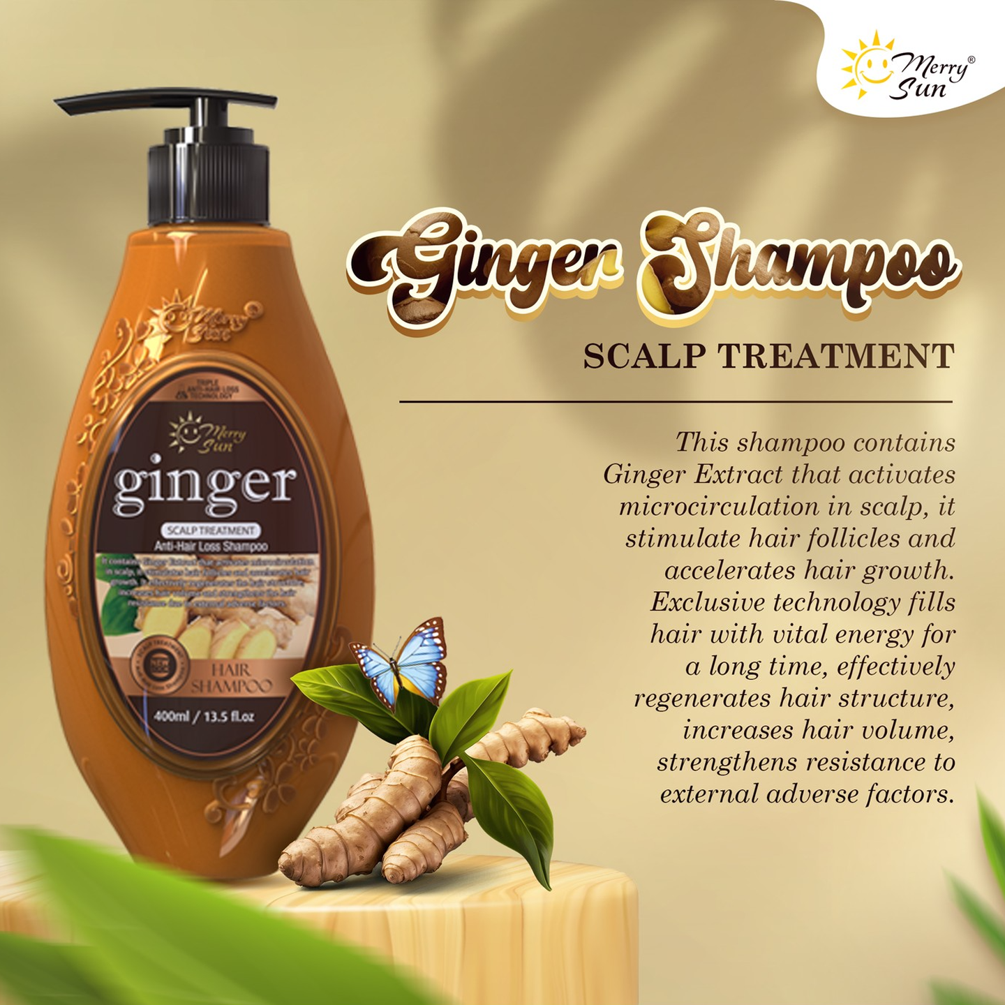 MerrySun Anti-hair Loss Ginger Shampoo - 400ml