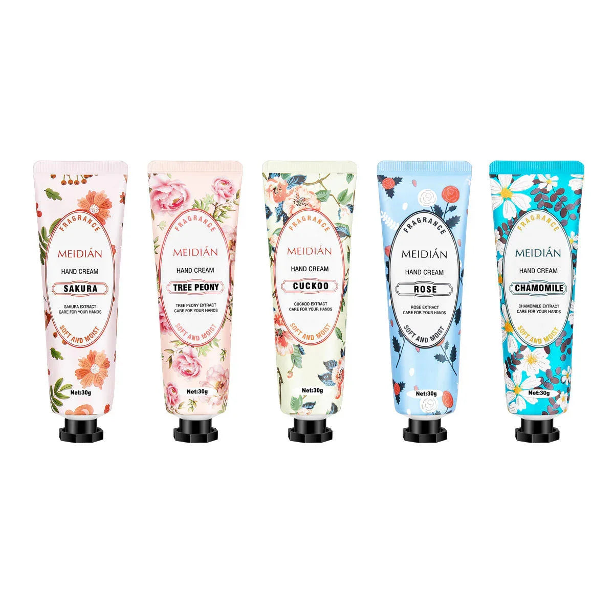 Meidian Flower Fragrance Hand Cream Set - 30g x 5 Pcs