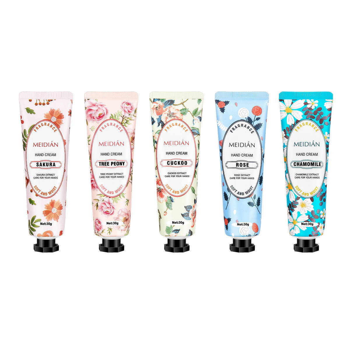Meidian Flower Fragrance Hand Cream Set - 30g x 5 Pcs