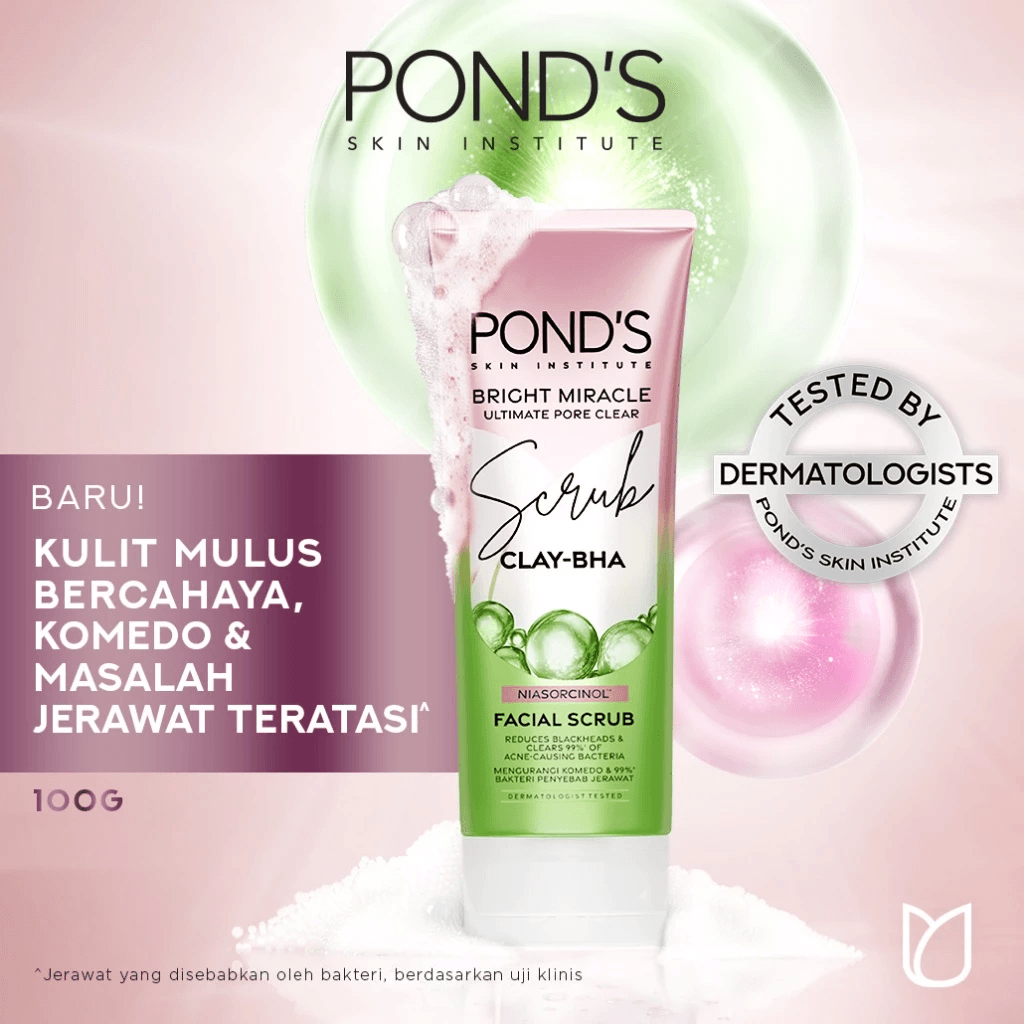 Pond's Bright Miracle Ultimate Pore Clear CLAY-BHA Facial Scrub - 100g