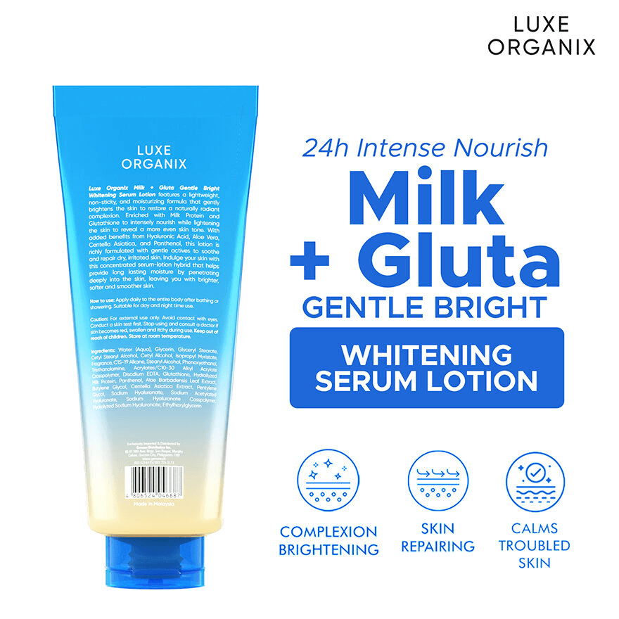 Luxe Organix Milk + Gluta Gentle Bright Whitening Serum Lotion - 350ml