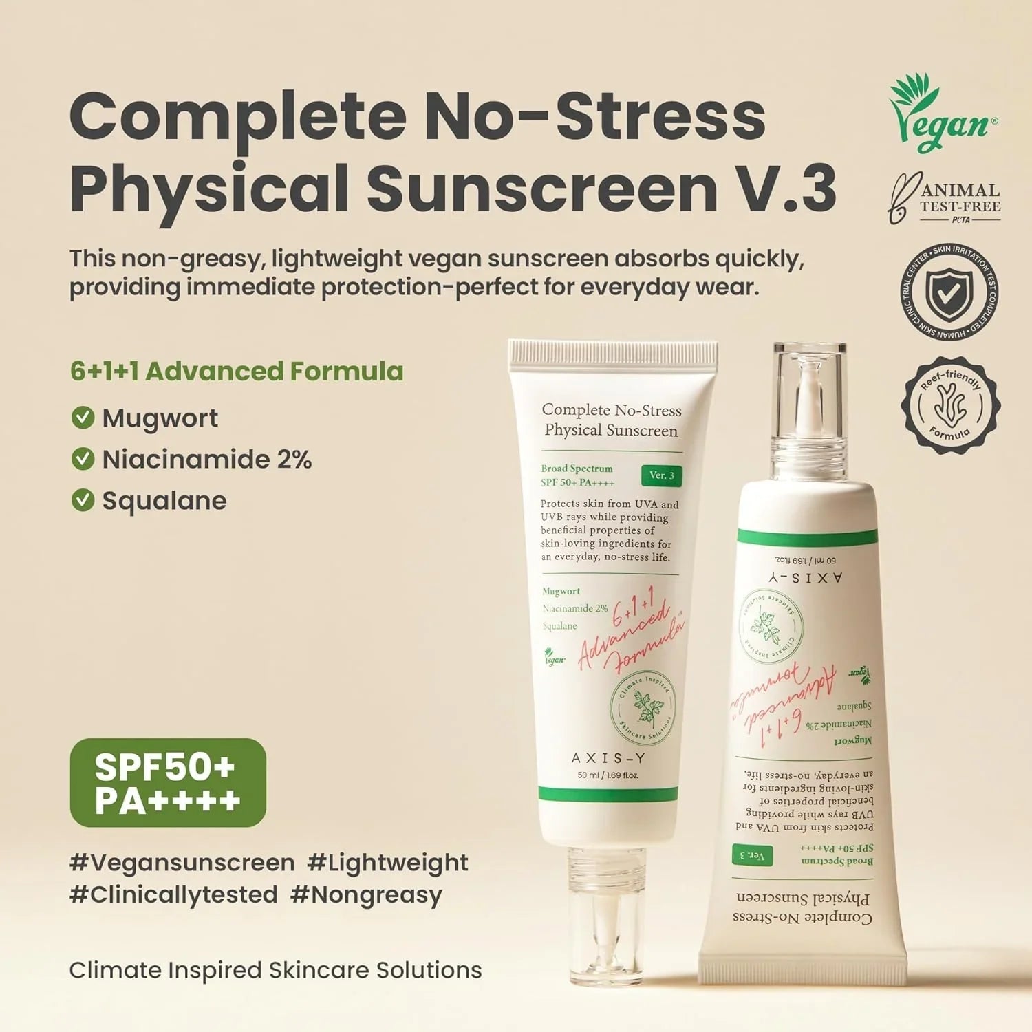 AXIS-Y Complete No-Stress Physical Sunscreen SPF 50+ PA++++ - 50ml