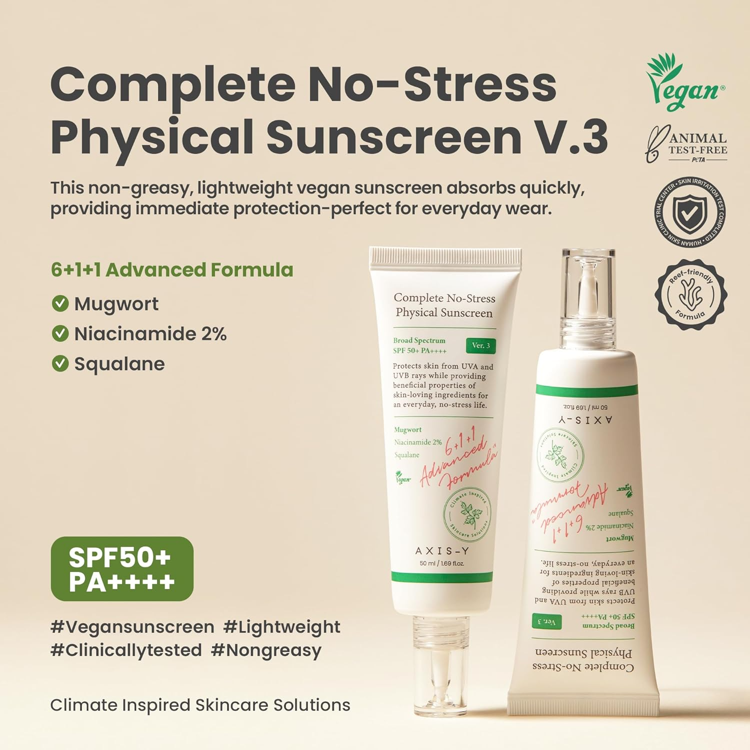 AXIS-Y Complete No-Stress Physical Sunscreen SPF 50+ PA++++ - 50ml