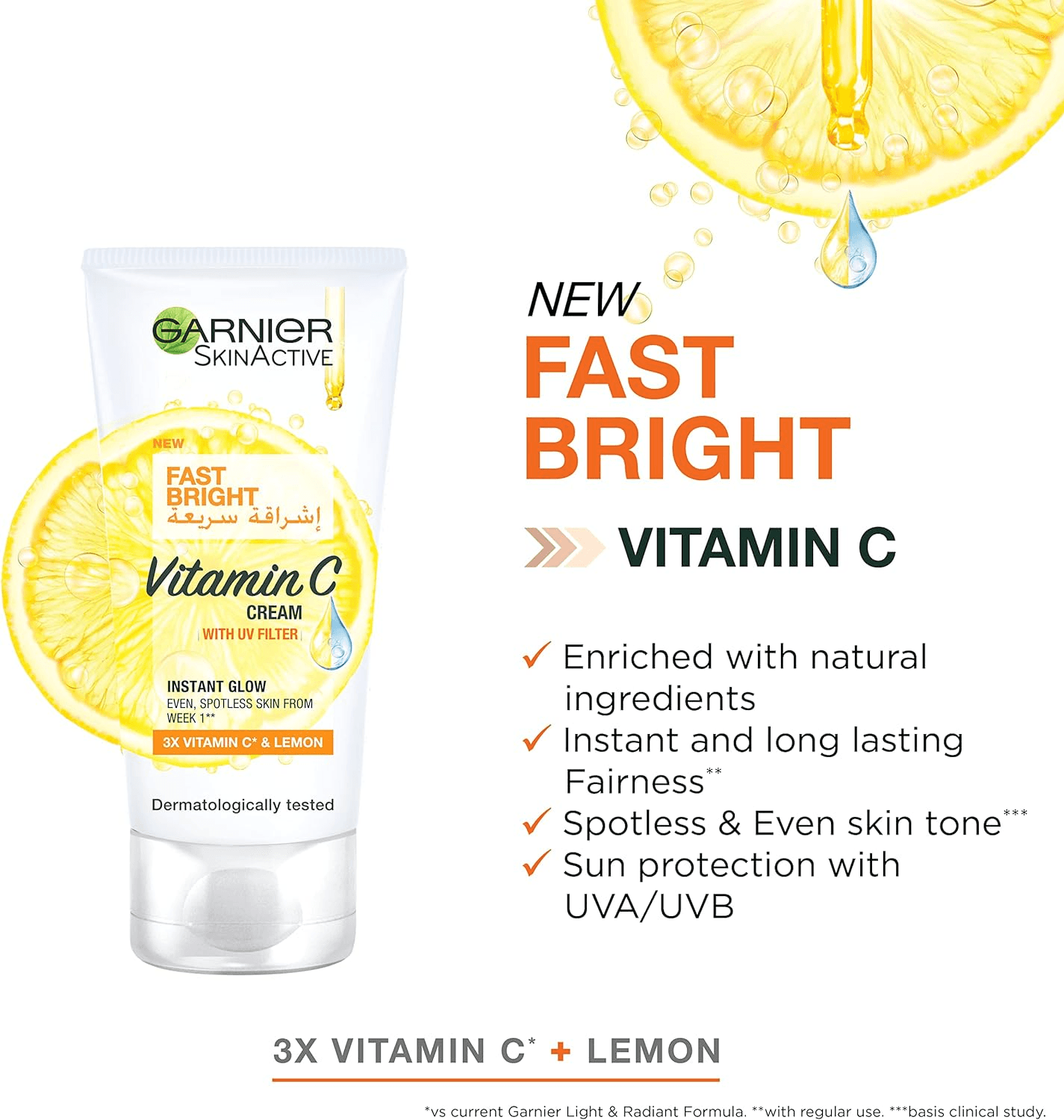 Garnier Skin Active Fast Bright Vitamin C Day Cream - 50ml