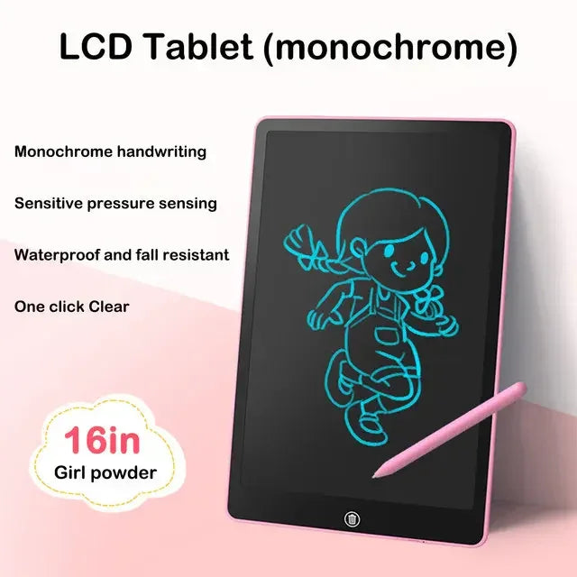 لوحة كتابة بشاشة LCD مقاس 16 بوصة للأطفال