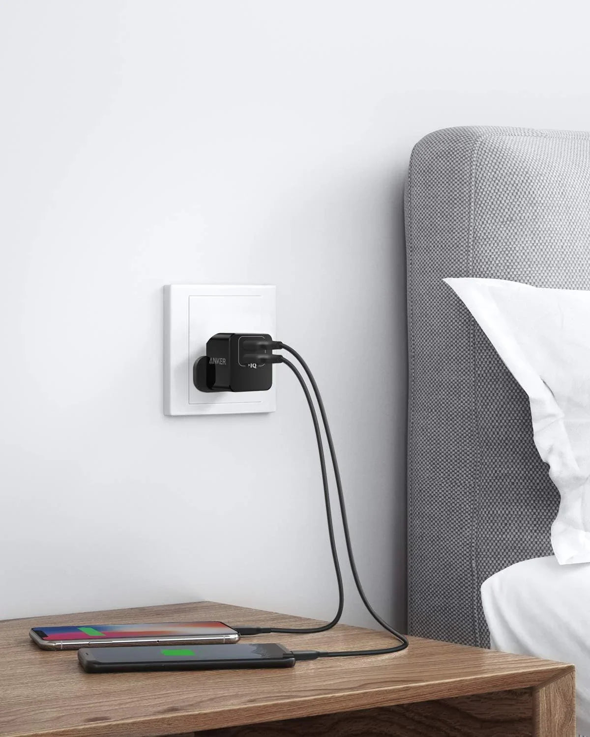 شاحن Anker PowerPort Mini الأصلي ثنائي المنفذ USB-A - A2620