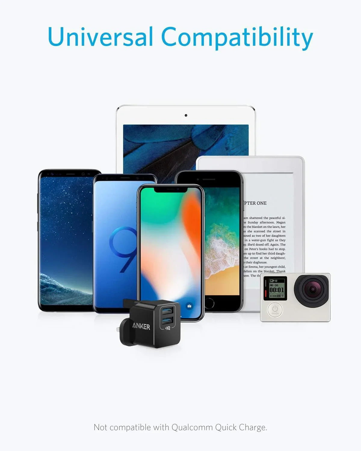 شاحن Anker PowerPort Mini الأصلي ثنائي المنفذ USB-A - A2620