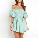 Blush Breeze Off-Shoulder Ruffle Dress
