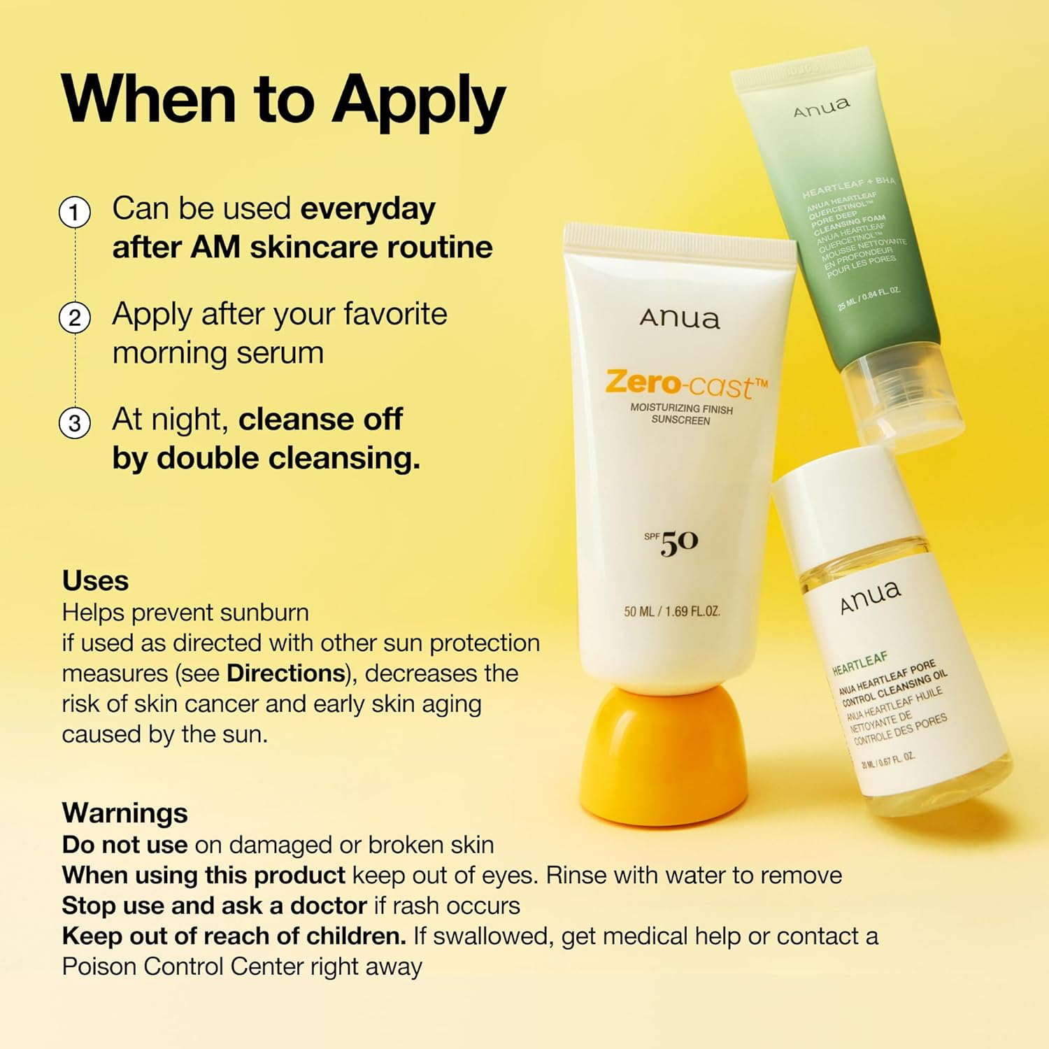 Anua Zero-Cast Moisturizing Finish Sunscreen SPF 50+ PA++++ - 50ml