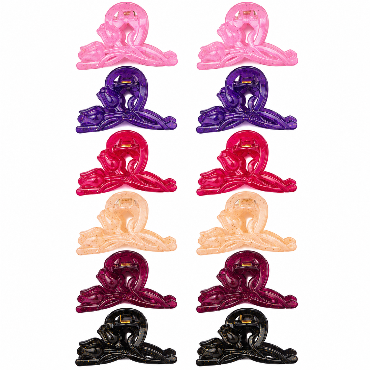 Fashionable Bow Shaped Hair Clips - 12 Pcs (A-4)