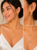 Korean Starlight Link Necklace & Earrings Jewelry Set - FJ242