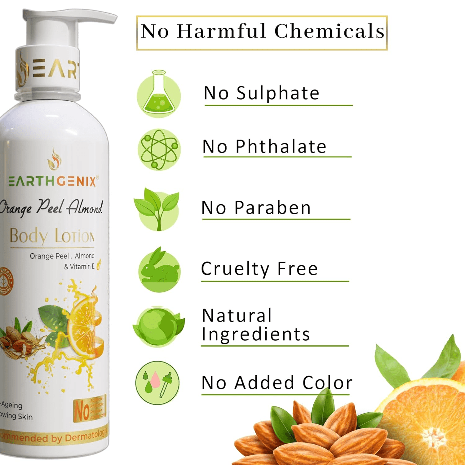 Earth Genix Orange Peel Almond Body Lotion - 300ml