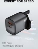 Hie-Q 33W USB A + USB C Dual Port Fast Charger G35-Turbo