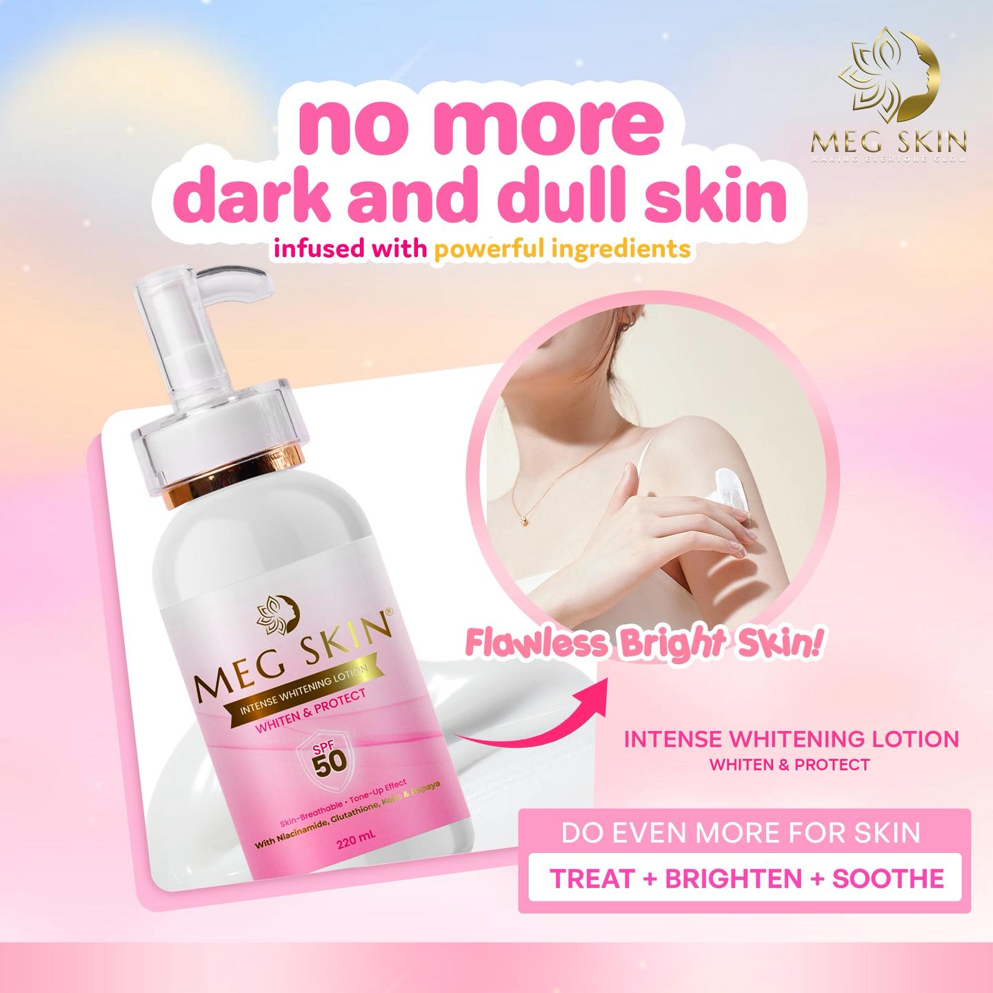 MEG SKIN Intense Brightening Lotion SPF50 - 220ml