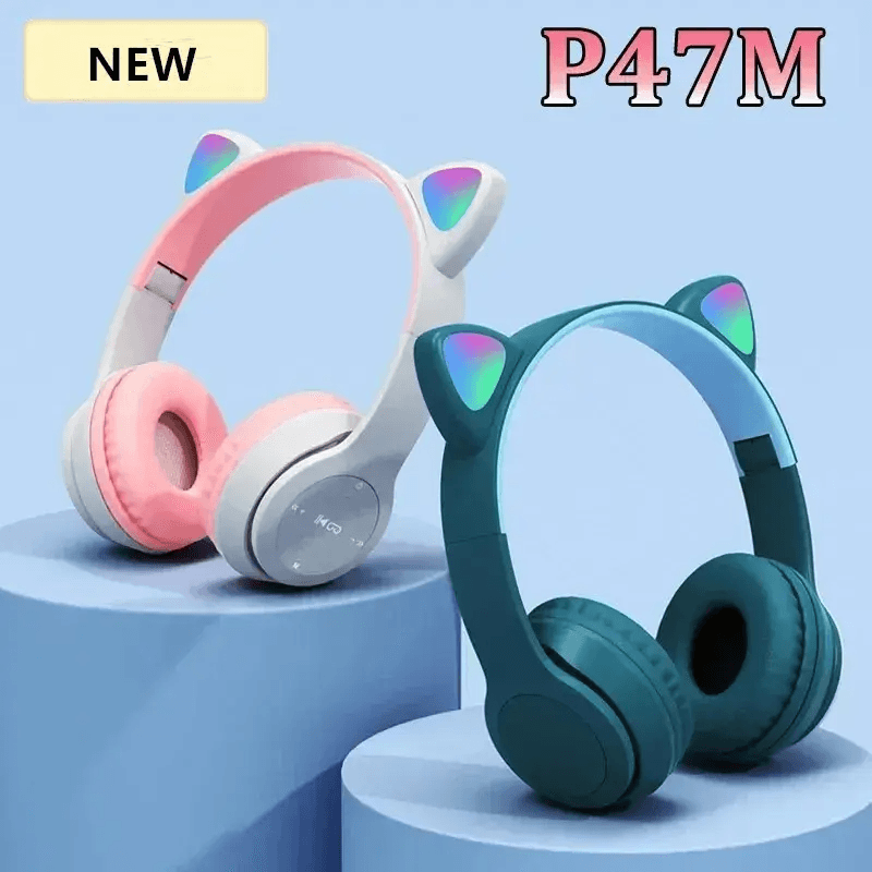 RGB Glow Lights Cat Ear Wireless Headphone - P47M