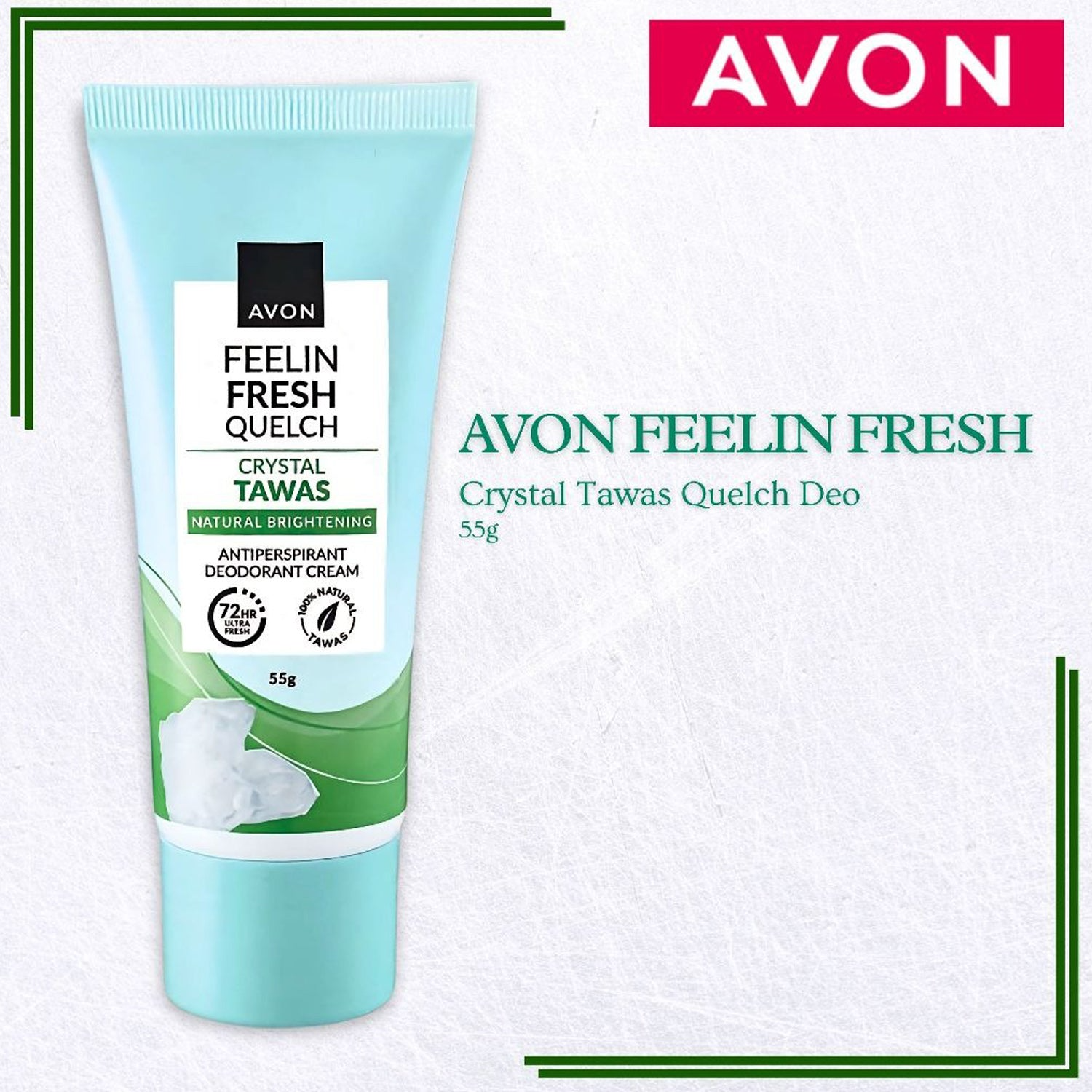 Avon Feelin Fresh Quelch Crystal Tawas Anti-Perspirant Deodorant Cream - 55g