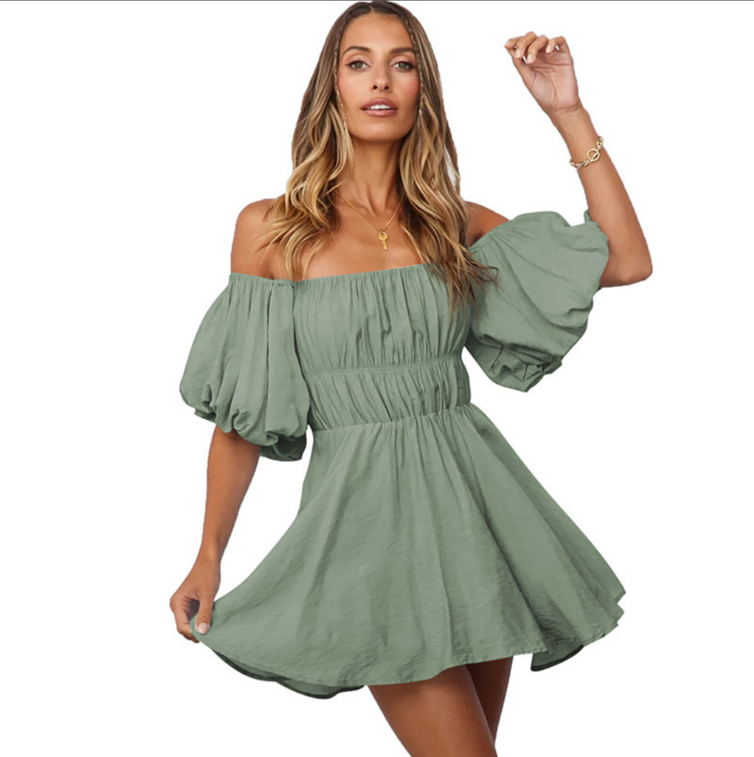 Blush Breeze Off-Shoulder Ruffle Dress