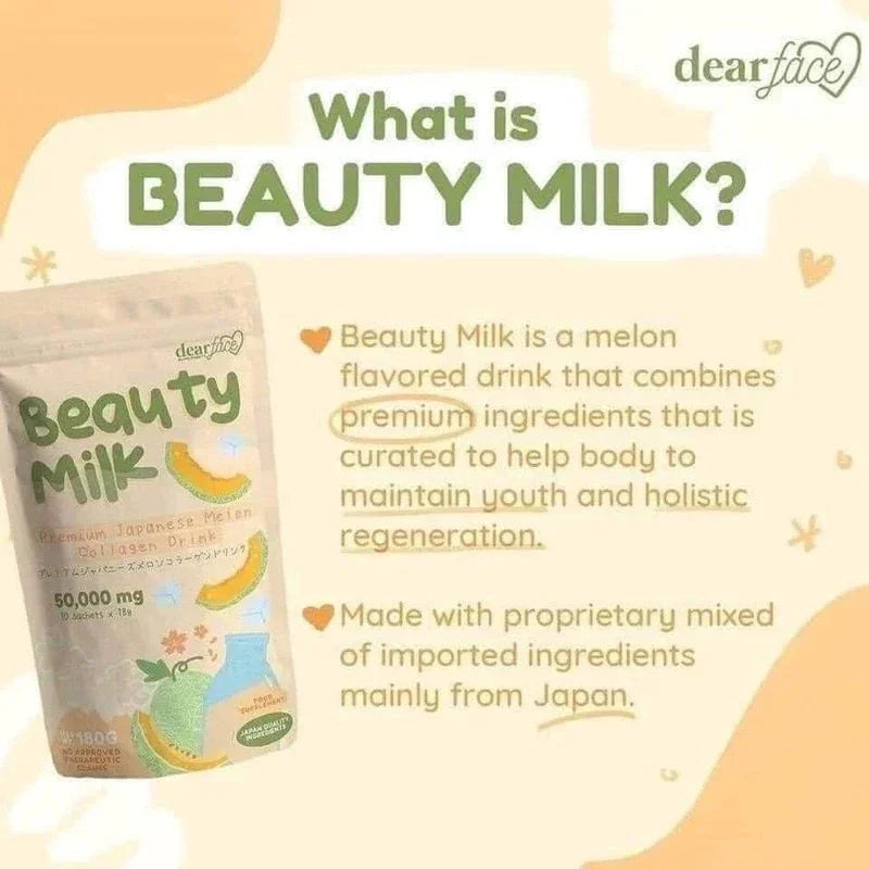 Dear Face Beauty Milk Premium Japanese Melon + Collagen Drink - 180g