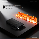 Porodo Piano 10000mAh Power Bank with Integrated Cables