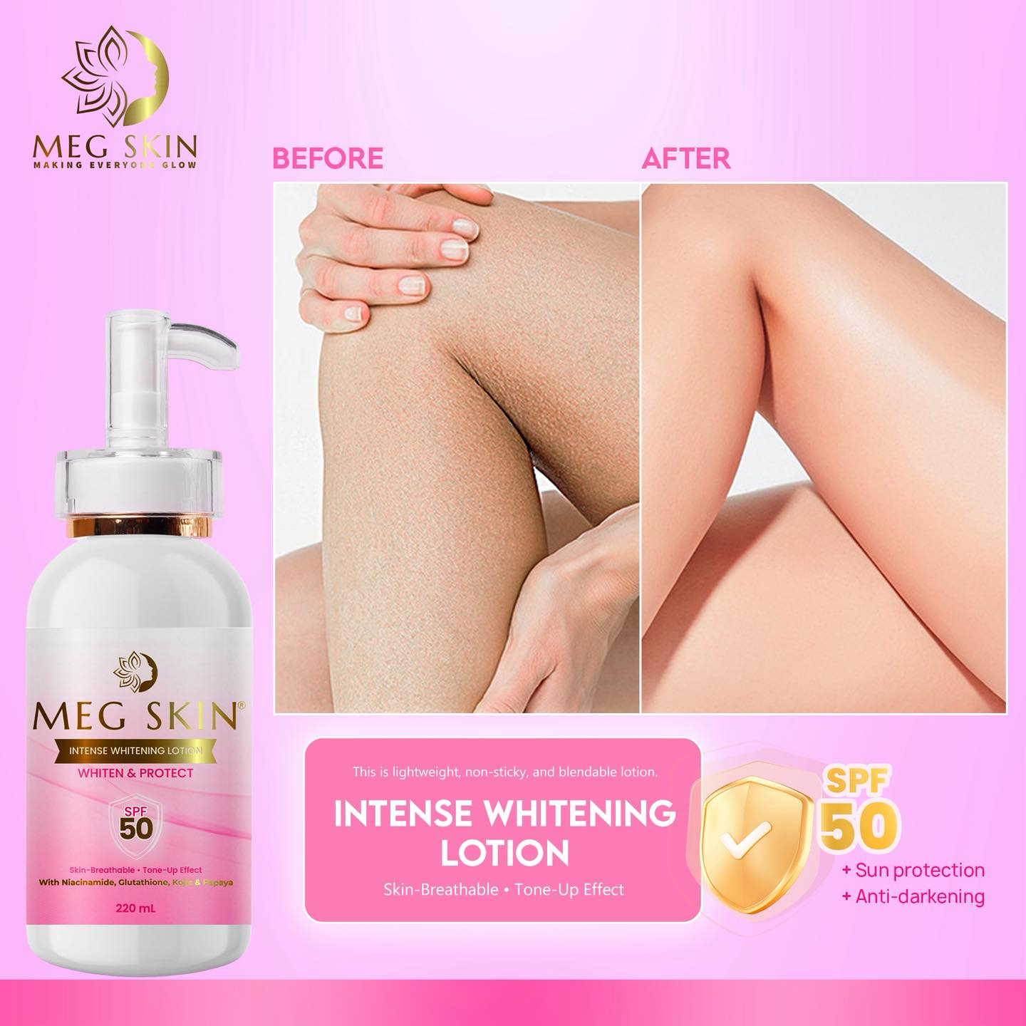 MEG SKIN Intense Brightening Lotion SPF50 - 220ml