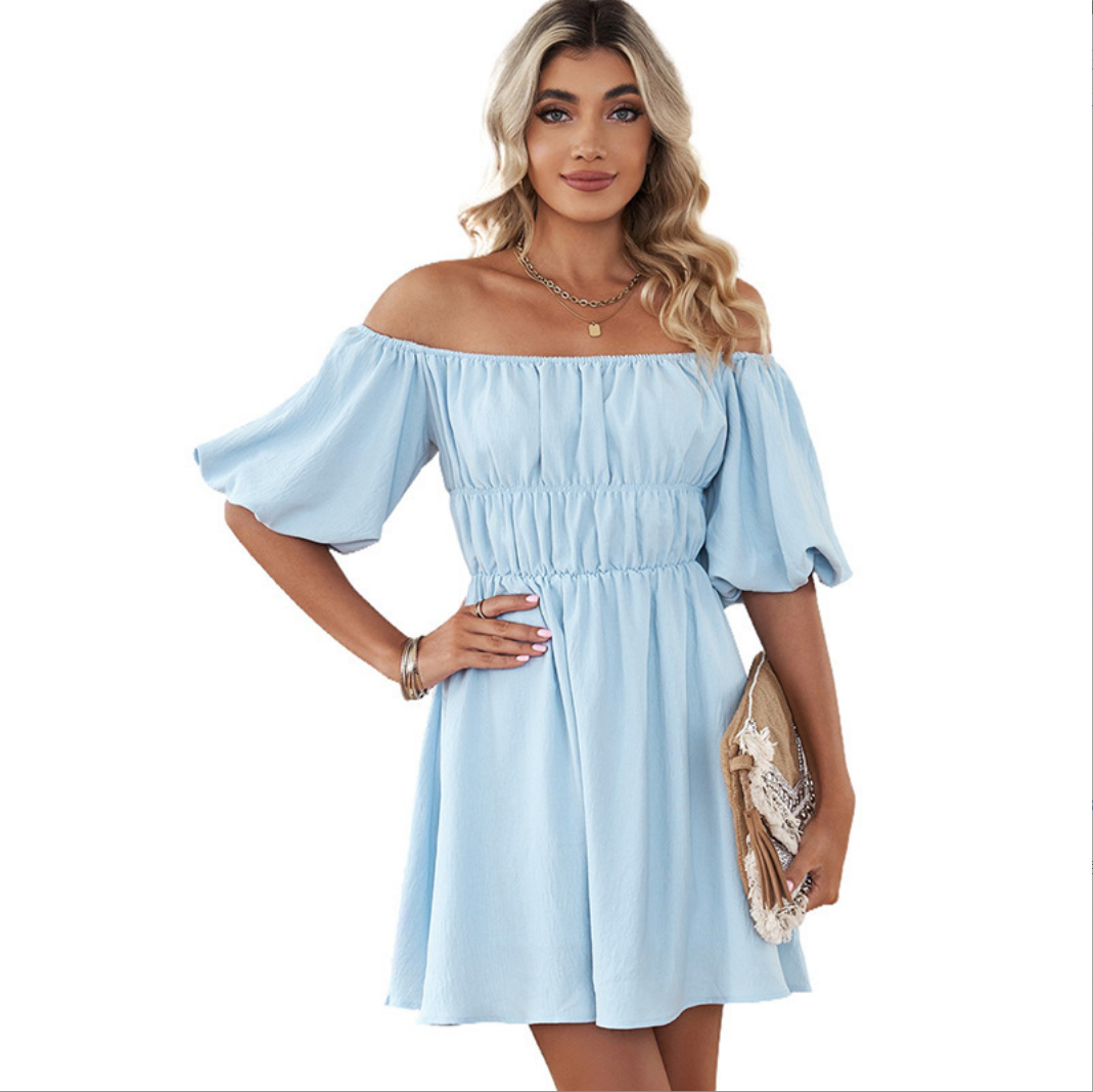 Blush Breeze Off-Shoulder Ruffle Dress