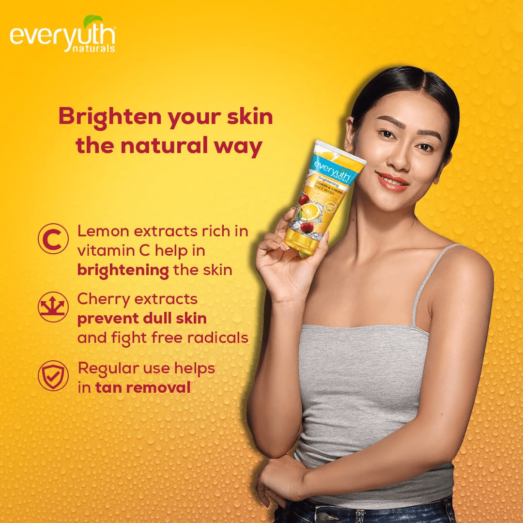 Everyuth Naturals Lemon & Cherry + Tulsi Turmeric Face Wash - 2 × 150g