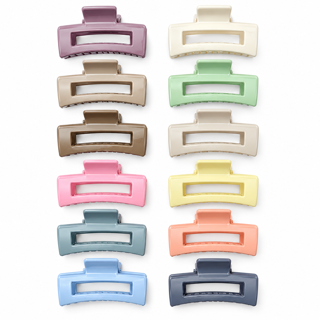 Fashionable Colors Hair Clips - 12 Pcs (A-8)