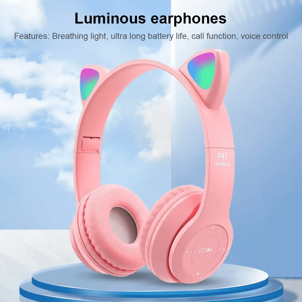 RGB Glow Lights Cat Ear Wireless Headphone - P47M