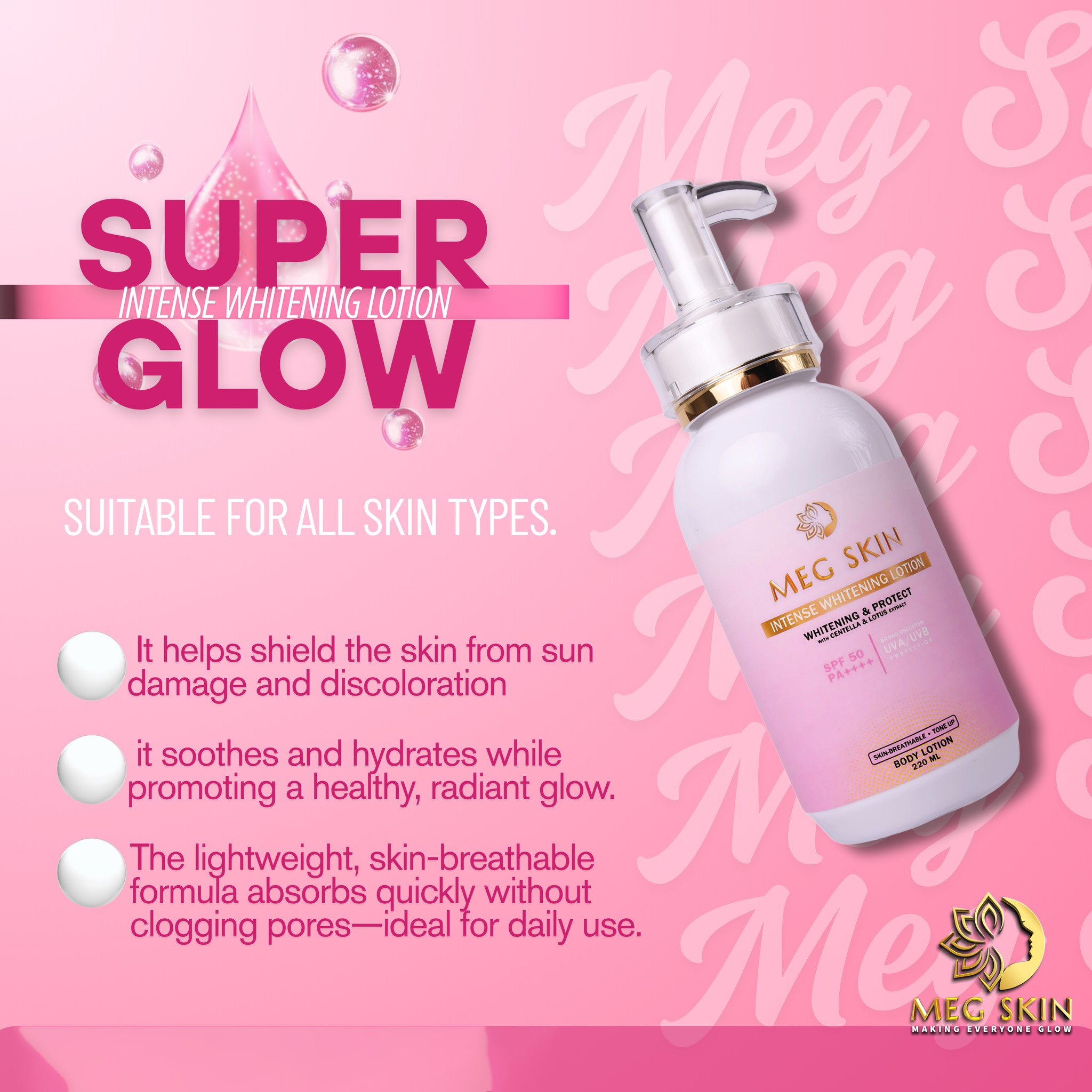 MEG SKIN Intense Brightening Lotion SPF50 - 220ml