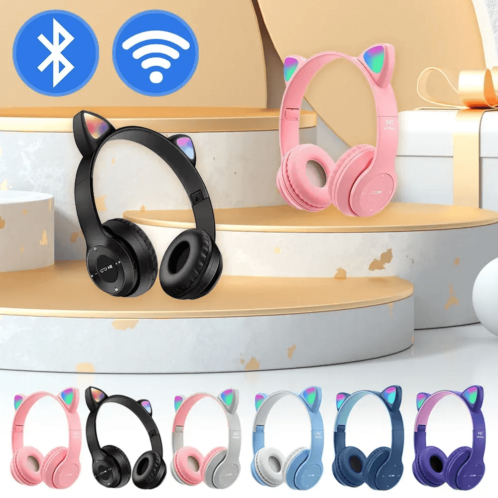 RGB Glow Lights Cat Ear Wireless Headphone - P47M