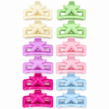 Multicolor Stylish Hair Claw Clips - 12 Pcs (A-10)