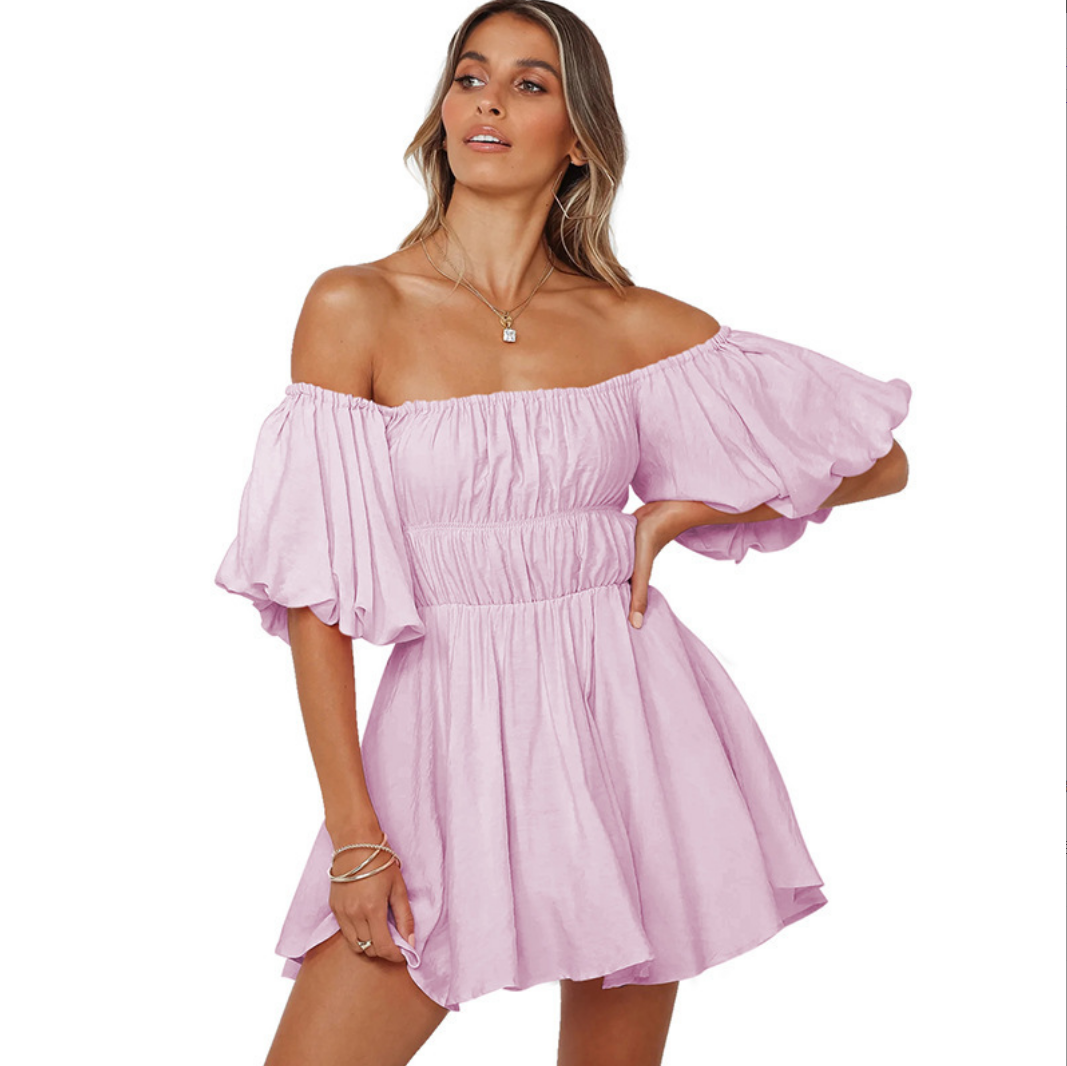 Blush Breeze Off-Shoulder Ruffle Dress