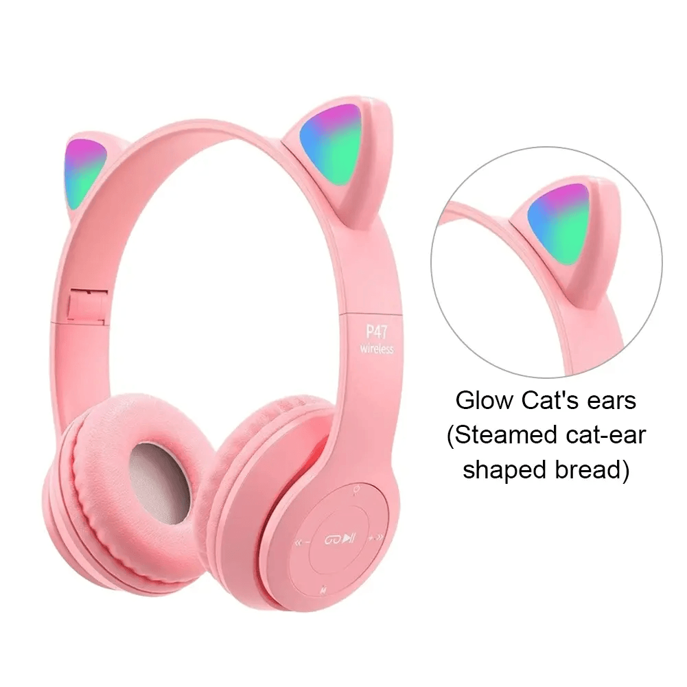 RGB Glow Lights Cat Ear Wireless Headphone - P47M