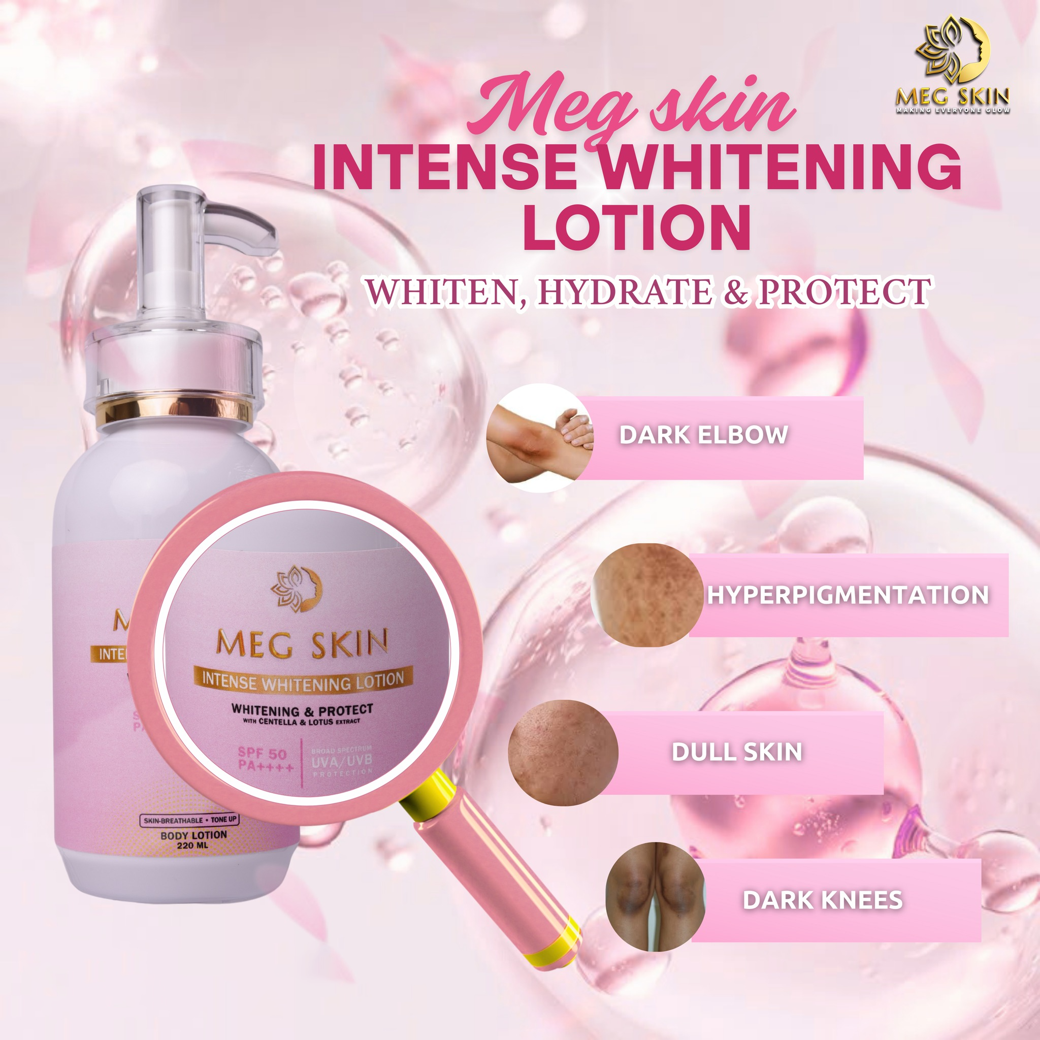 MEG SKIN Intense Brightening Lotion SPF50 - 220ml
