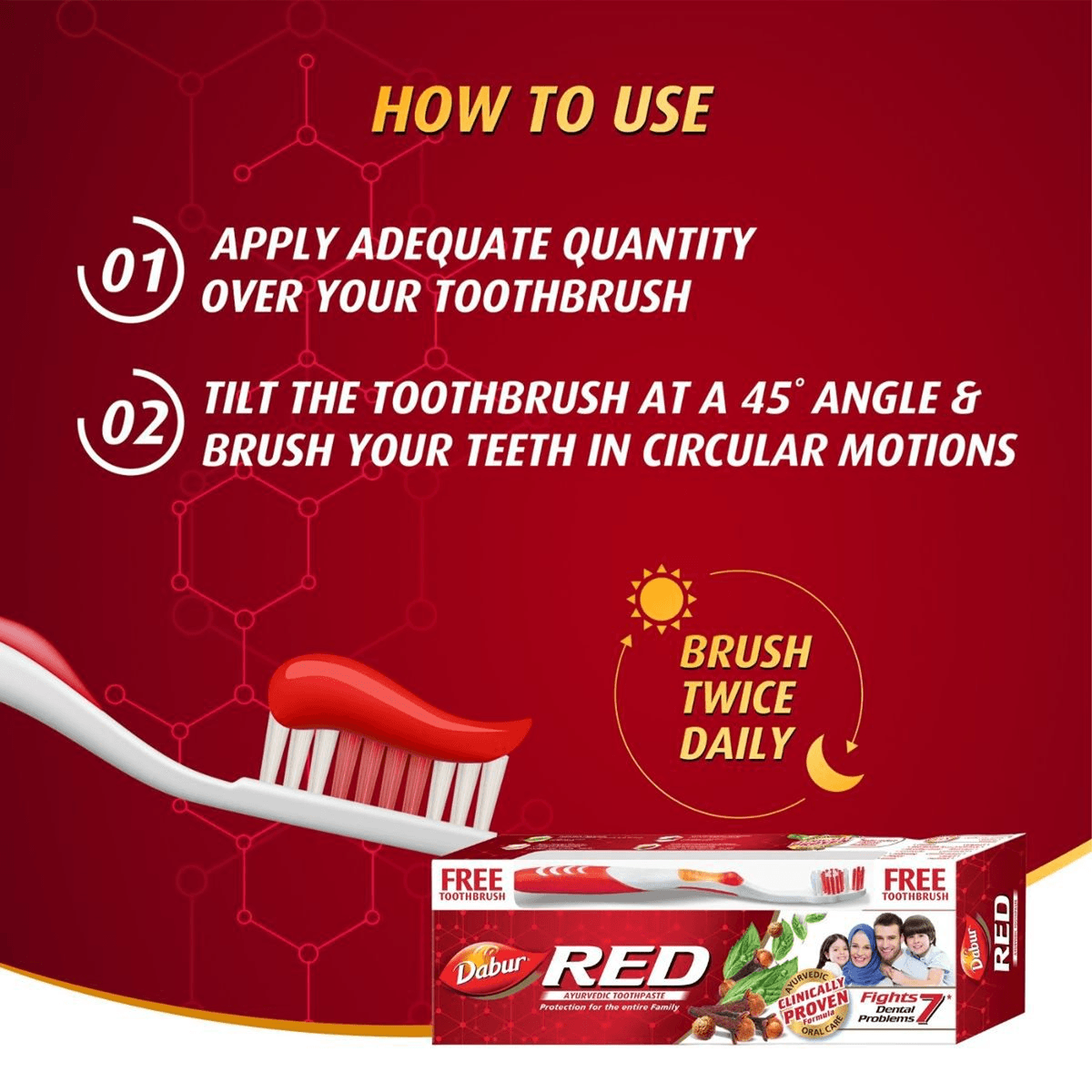 Dabur Red Ayurvedic Toothpaste With Tooth Brush Free - 200g