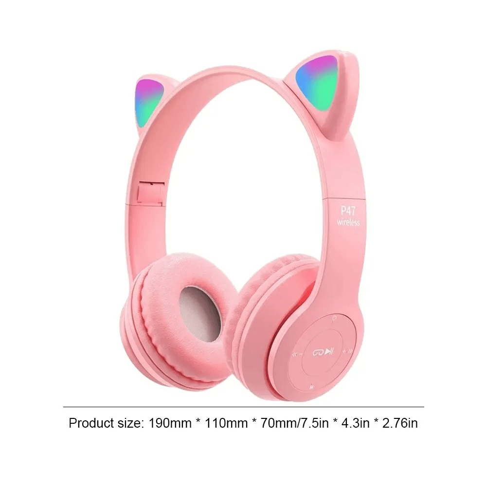 RGB Glow Lights Cat Ear Wireless Headphone - P47M