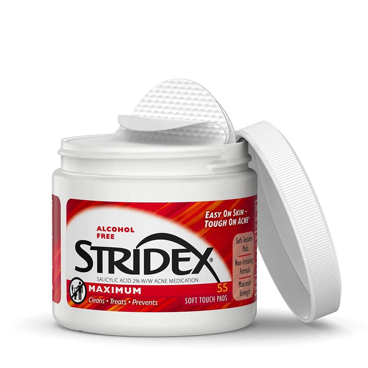 Stridex ضمادات ناعمة خالية من الكحول - 55 قطعة