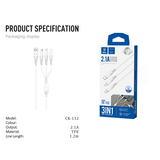 Inkax 3 In 1 Fast Charging Cable CK-132