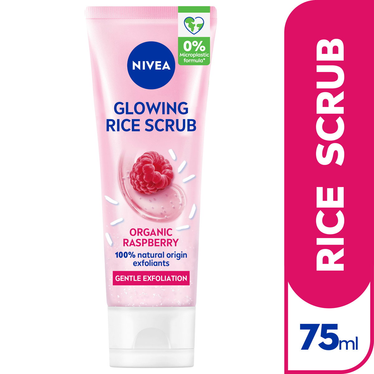 Nivea Glowing Face Rice Scrub Organic Raspberry - 75ml