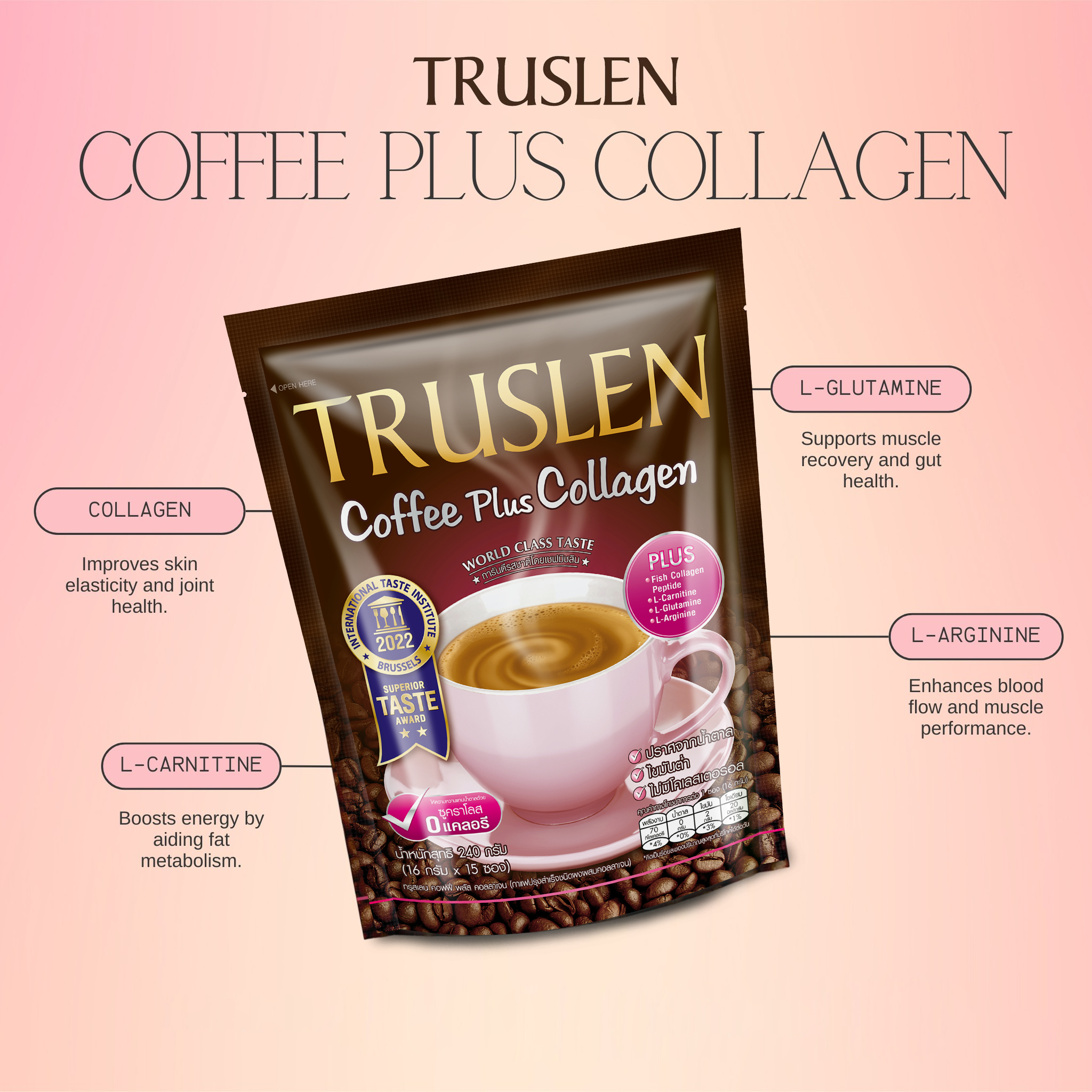 Truslen Coffee Plus Collagen - 16g × 15 Sticks (240g)