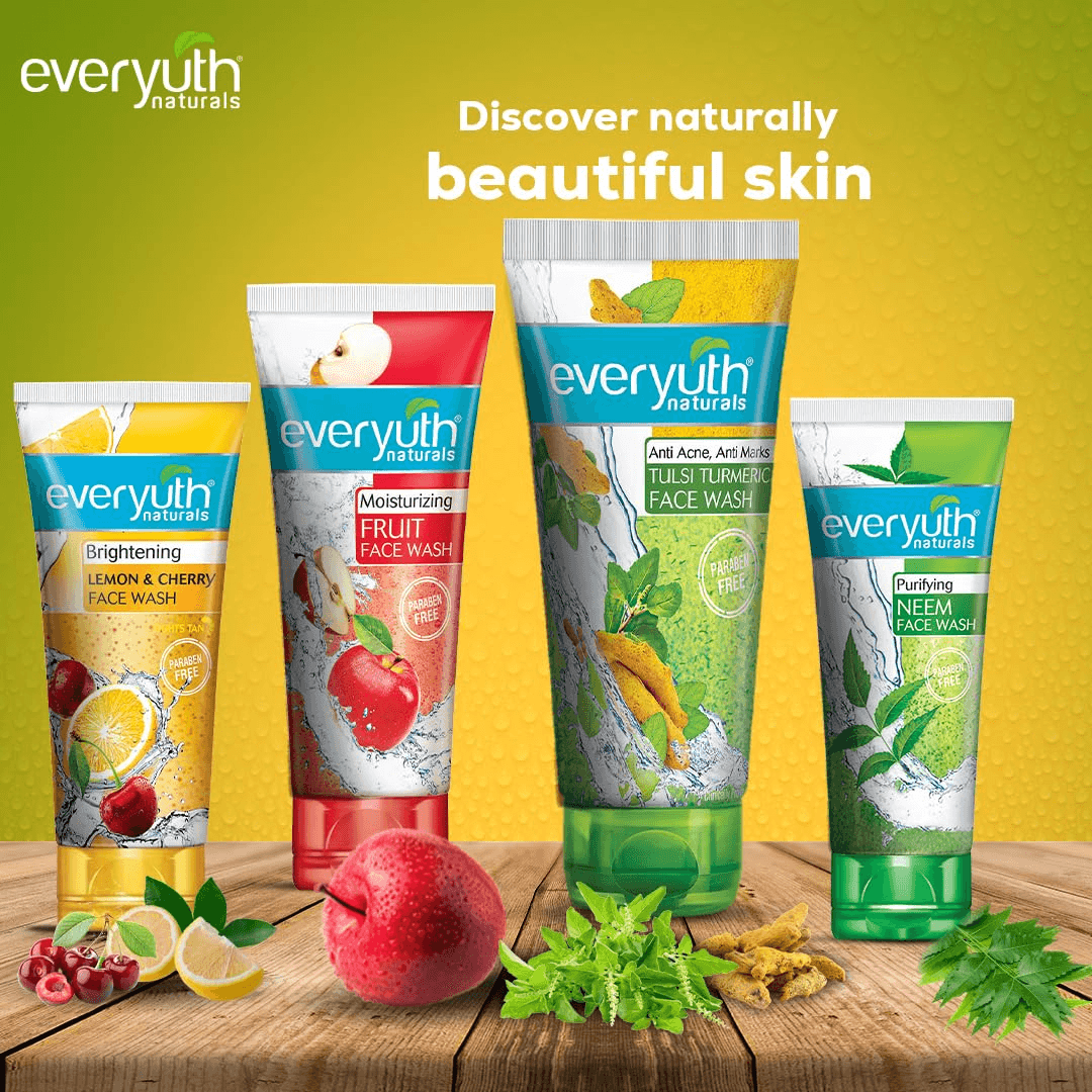 Everyuth Naturals Lemon & Cherry + Tulsi Turmeric Face Wash - 2 × 150g