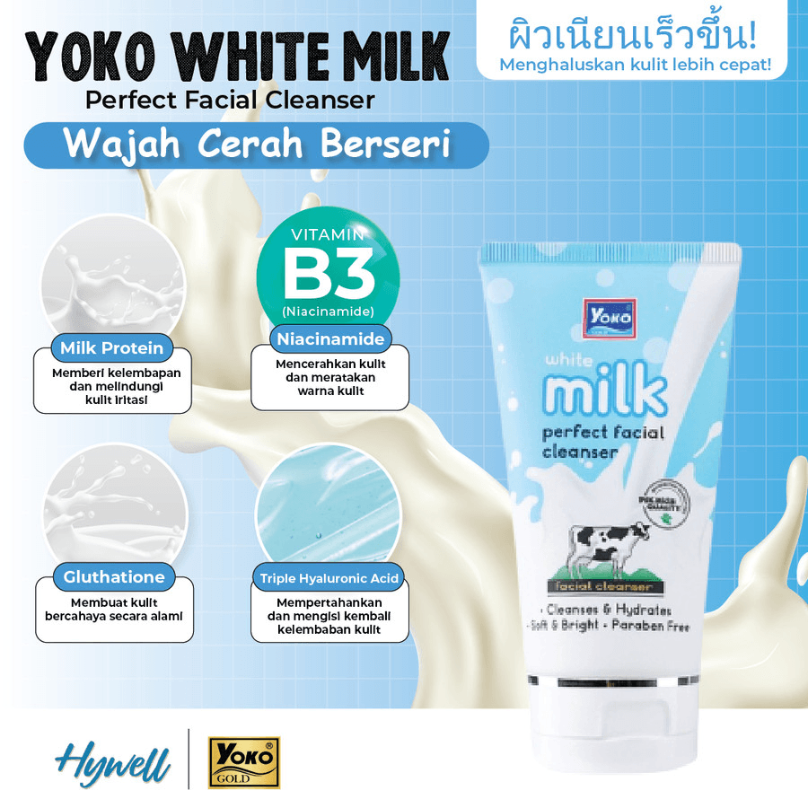 Yoko Gold White Milk Perfect Facial Cleanser - 100ml × 2 Pcs